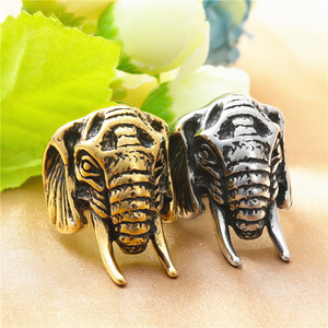 <b>Elephant</b> Ring Men's Retro Gold Stainless Steel Animal Shape Jewelry <b>Gift</b> - Product Image 4