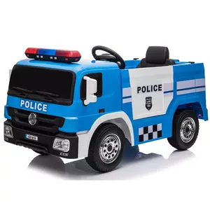 Mobil Truk Pemadam Kebakaran Elektrik Anak-anak, Mobil Polisi 24V, Mainan Kendaraan untuk Bayi Umur 12 Tahun