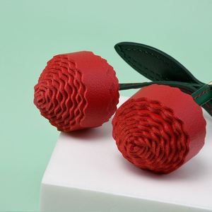 Keychain <b>Bag</b> <b>Charm</b> Cute Pu Leather Pendant for Purse Handbag Cherry <b>Charms</b> Accessories Gifts - Product Image 2