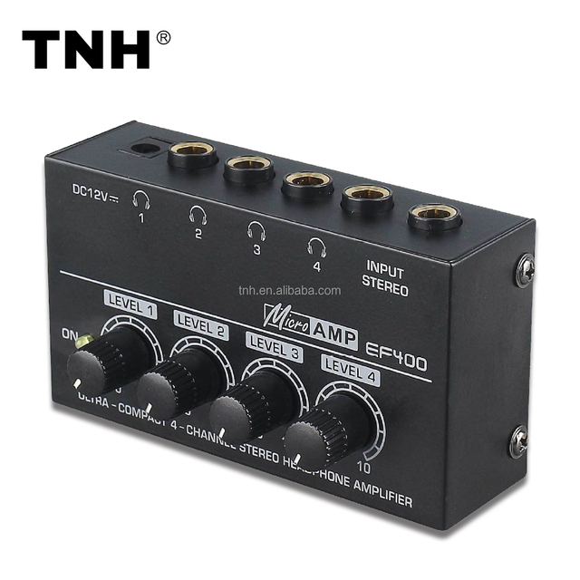 TNH MC-EF400 4 Channel Mini Recording Studio 4-way Earphone Amplifier Monitor Stereo Headphone Amplifier With Power Adapter