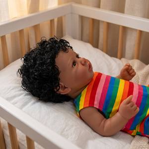 BAkwbwBY Fabricant Poupée Bébé Reborn Réaliste Noire Personnalisée 22 pouces Corps Entièrement en Vinyle <span class=keywords><strong>Lavable</strong></span> Poupée Nouveau-né <span class=keywords><strong>pour</strong></span> Éducation et Collection - Product Image 2