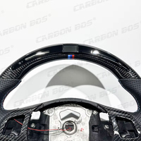 Volant de course avancé en fibre de carbone forgée avec indicateur LED et cuir premium à fond plat