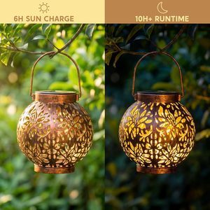 Lámpara Solar LED Decorativa de Metal, Impermeable, Colgante o de Mesa, con Asa, Estilo Marroquí, para Exteriores y Patio - Product Image 2