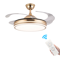 Ventilateur de plafond encastré 6 vitesses 42 pouces ventilateur de lustre de lumière avec pales rétractables