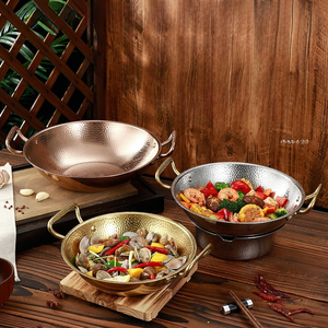 Olla Paellera Coreana de Acero Inoxidable Ecológico de 36 cm, Color Oro Rosa, con Mango de Alta Calidad, <span class=keywords><strong>para</strong></span> Cocina de Gas e Inducción - Product Image 3