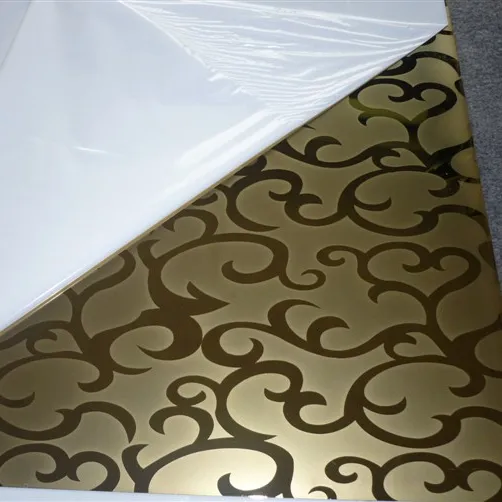 stainless steel decorative sheets 304 Sheet gold golden Mirror Stainless steel embossed plate