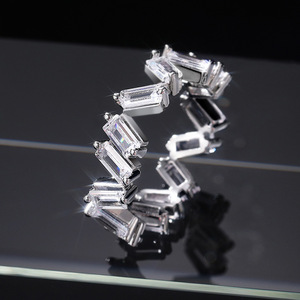 F769 Geometric Crystal <b>Bangle</b> <b>Bracelet</b> 925 Silver Channel Setting Women's Party Jewelry - Product Image 3