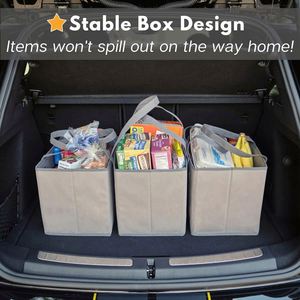 Sac de courses pliable réutilisable robuste, grand sac en non-tissé pliable à plat, sac d'épicerie, lot de 3 - Product Image 5