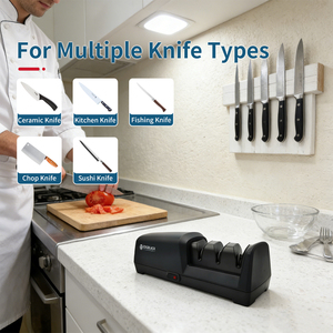 Aiguiseur de <span class=keywords><strong>couteaux</strong></span> électrique innovant à trois étapes : affûtage sans effort des lames à double tranchant <span class=keywords><strong>pour</strong></span> la cuisine, la maison, l'hôtel, utilisation - Product Image 6