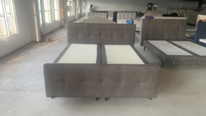 Lit à <span class=keywords><strong>sommier</strong></span> tapissier de luxe écologique en gros d'usine chinoise avec cadre en bois/métal réglable électriquement et rangement - Product Image 3