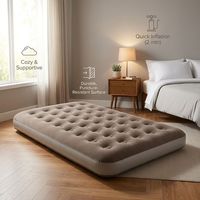 Matelas Gonflable Portable Simple avec Couche Supérieure Floquée, Lit d'Appoint de Camping de Haute Qualité pour Chambre et Hôtel