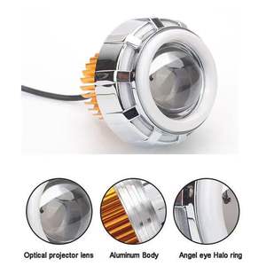Phare LED pour <span class=keywords><strong>moto</strong></span>, faisceau double, multicolore, double halo, œil d'ange et de démon, projecteur intégré, feu antibrouillard - Product Image 2
