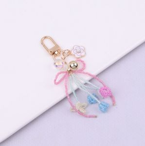 The New Exquisite Flower Beads Keychain Bow Tie and <strong>Tassel</strong> Pendant Are Fashionable and Girlish Full of <strong>Charm</strong> and Versatile - Product Image 2