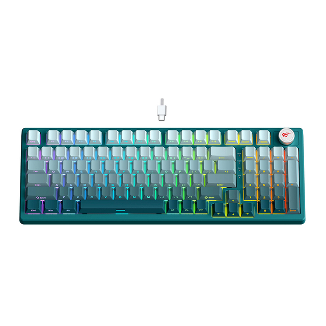 Havit KB899L 97 Keys Rainbow Backlit PC Computer Keyboard RGB Wired Mechanical Backlit Mechanical Gaming Keyboard