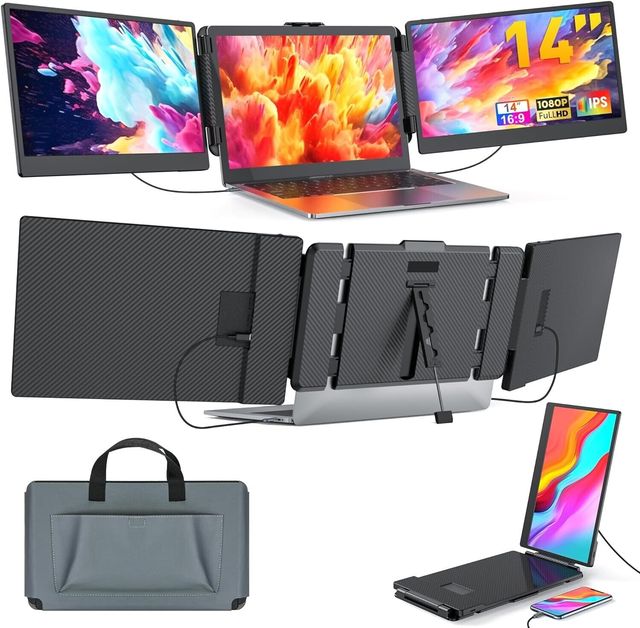 14 Inch Portable LCD Monitor IPS Panel Type C Interface FHD 1080P Supports Windows Mac for Gaming Laptop S2 Computer Extender
