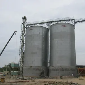 Pelet Kayu Pelet Plastik Silos Penyimpanan Baja untuk Panduan Serbuk Gergaji Bongkar Pasang Kayu Kokoh Baja Bergelombang Peternakan Listrik Silo