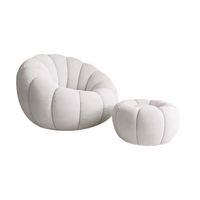 Tabouret Pouf Rond en Tissu Laine d'Agneau Personnalisable, Modèle Citrouille, Offre Spéciale, pour Salon
