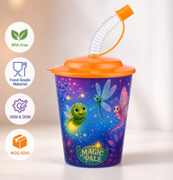 Usine directe personnalisable 3D réutilisable enfants boisson tasse écologique PP matériel paille accessoire personnalisable en plastique verres