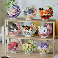 Ensemble de blocs de construction compatibles Cartoon Moon Panda K Meow Big Ear Dog - Jouet DIY en plastique ABS pour les 14 ans et plus