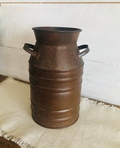 <b>Rustic</b> Iron Milk Can Vase With Handle Tabletop Decor - Product Image 1