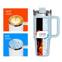 Mug de voyage isotherme en acier inoxydable de 40 oz grande capacité, pour voiture, chaud et froid, anti-fuite, avec paille et poignée, compatible avec les supports de voiture