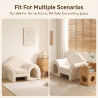 Canapé Chesterfield adapté aux animaux de compagnie, canapé simple pour humains et animaux, avec rembourrage en éponge, housse en lin, cadre en bois de chêne crème