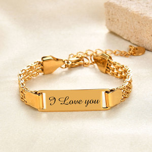 Pulsera de Malla de Acero Inoxidable de 8MM con Grabado 'I Love You', en Oro y Plata, Unisex, para Regalo - Product Image 2