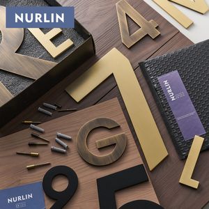 Numéros d'adresse de luxe en laiton Nurlin lettres majuscules minuscules Design moderne artisanat de qualité supérieure personnalisable or mat - Product Image 6