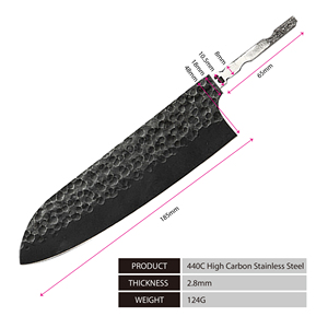 Lưỡi dao Nhật Bản Amber, chưa hoàn thiện, 8 inch, kiểu đầu bếp, màu đen, thép carbon cao, không kèm cán, dùng để tự chế tạo. - Product Image 4