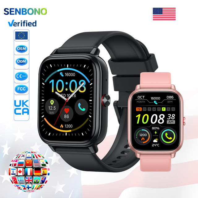 SENBONO P150 Smartwatch Wrist TFT 900mAh Large Battery IP68 Heart Rate Sleep Monitoring Fitness tracker Sports Women