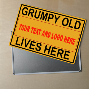 Vintage GRUMPY hidup tua di sini logam tanda lucu logam dinding cetak desain khusus parkir tanda timah pria garasi gua dekorasi dinding - Product Image 1