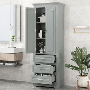 Gabinete de almacenamiento gris alto DB con tres cajones para organización de baño u oficina - Product Image 2