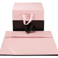 Emballage de luxe en boîte, logo personnalisé, sac à main noir et rose, Caja De Regalo, boîte magnétique pliable, emballage cadeau, carton rigide