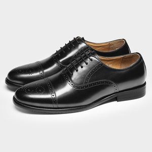 Luxurious Classic Men's Leather Shoes Laces Oxford Style Formal Handmade Wholesale Wedding Shoes Autumn Breathable Anti-Slip - Product Image 2