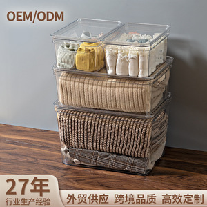 Transparent <b>Storage</b> Box With Lid Rectangle Dustproof For <b>Clothes</b> Cosmetics Face Masks Miscellaneous Items - Product Image 2