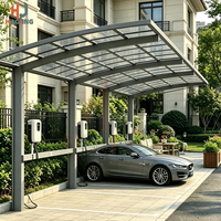 Abri de voiture en aluminium à toit arqué, auvent en polycarbonate, imperméable, résistant aux UV, revêtement poudré, garage extérieur pour voiture