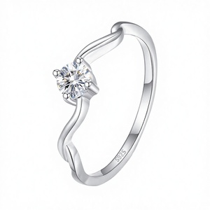 S925 Sterling Silver Small <b>Moon</b> <b>Ring</b> Zircon Bezel Set Fresh Micro-Inlaid Heart Pattern Foldable Design Trendy Romantic Wedding - Product Image 4