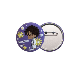 Embroidery Metal Custom Blank Metal Round Tinplate Punk Button Pin Badge Bags Clothing DIY Embroidery Patch