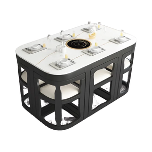 Gmart bàn ăn sang trọng thiết lập lớn màu trắng gốm trượt bàn và ghế cho phòng ăn trang trí - Product Image 2