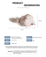 Jouet interactif pour chat en fourrure de lapin de luxe écologique, 2 pouces, avec sonnette automatique, noir, blanc, gris, imprimé animal
