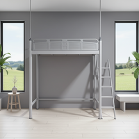Lit superposé en métal au design moderne avec escalier, taille Queen (200 cm), robuste, pour dortoir scolaire, hôtel, bonne qualité pour la chambre à coucher