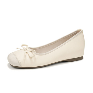 Ballet <b>Flats</b> Round Toe Slip-On With Bow Height Increasing All Seasons Solid Color Comfortable <b>Flat</b> Shoes For Women - Product Image 4