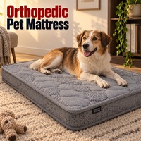 Matelas orthopédique pour chien avec noyau en fibre de coco et une épaisseur totale de 8 cm, avec housse extérieure amovible imprimée grise