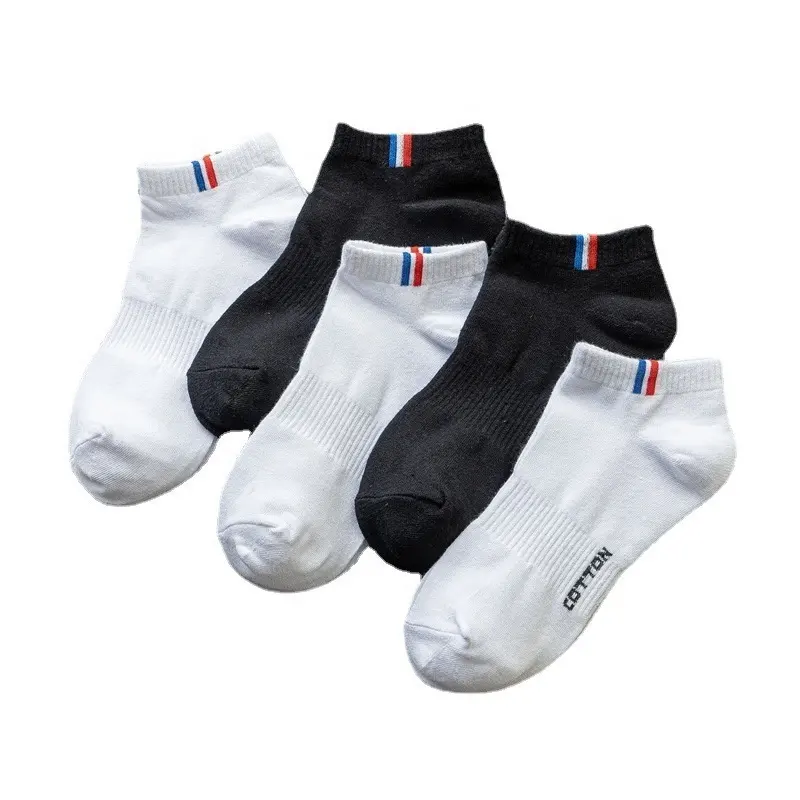 In Stock Summer thin cotton wholesale men's invisible socks sweat-absorbing solid color Ankle running men's socks
