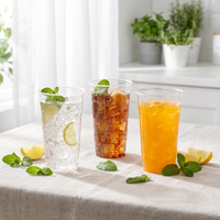 Gobelets en plastique transparent PET à paroi simple de 98 mm de diamètre avec couvercles, personnalisables avec logo, pour thé boba, café glacé, jus, boissons froides à emporter