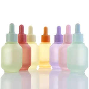 Botella de <span class=keywords><strong>esencia</strong></span> de vidrio de lujo de 30ml, macarrón farol de color, difusor de crema para el cuidado de la piel a prueba de fugas, anillo cuentagotas de vidrio - Product Image 1