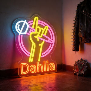 Enseigne néon LED personnalisée Dahlia <span class=keywords><strong>Rock</strong></span> avec geste de main, USB, intensité réglable, décoration murale originale pour chambre, salle de jeux, soirée musicale, cadeau pour fans de <span class=keywords><strong>groupe</strong></span> - Product Image 3