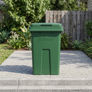 <b>Green</b> Outdoor <b>Wheelie</b> <b>Bin</b> with Lid Plastic Waste <b>Bin</b> Rectangular Rolling Garbage Container for Recycling - Product Image 4