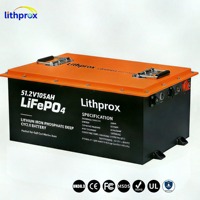 Batterie Lithium LiFePO4 à décharge profonde 51.2V 105AH 5KW Grade A avec BMS intelligent RS485, borne M8, 6000+ cycles, CE RoHS IP67, service OEM ODM