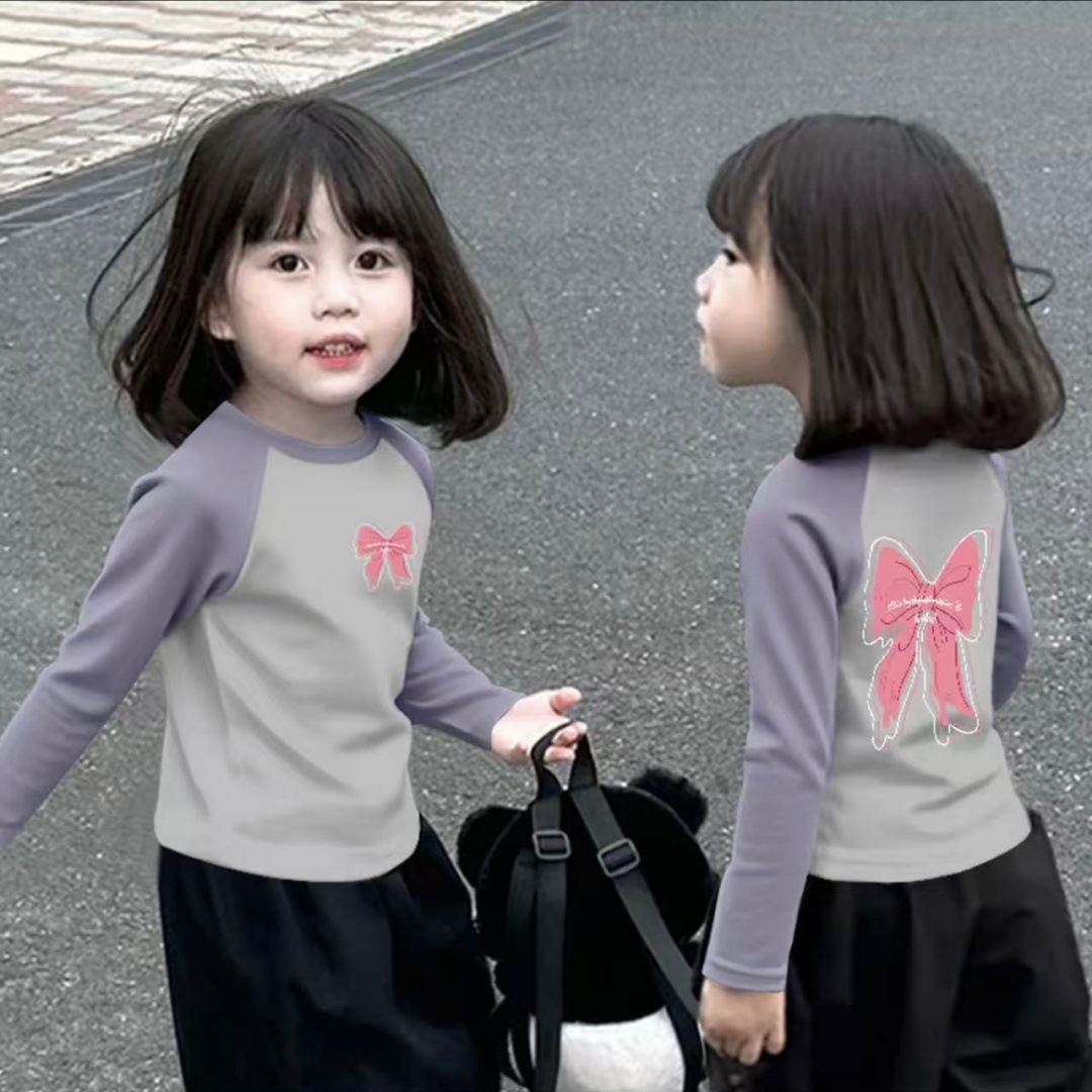 โบว์ลายดอกไม้สีเทาแบบผง พิมพ์สองด้าน